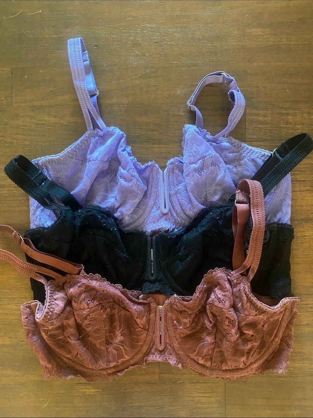 Auden Lace Underwire Bras - Lavender, Black, Dusty Rose (3-Pack)
